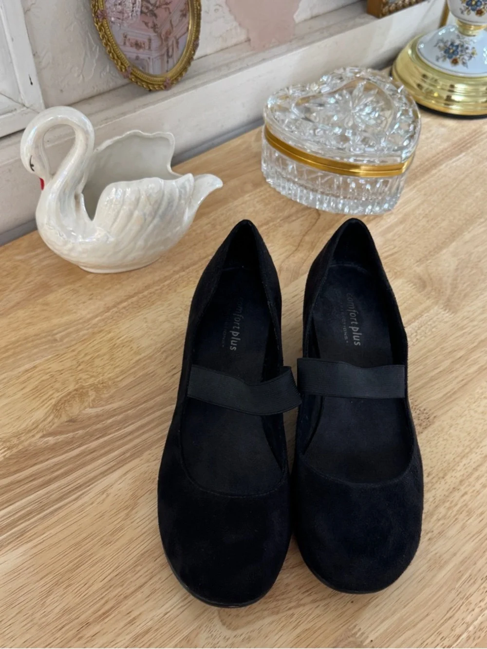 Vintage Y2K Classic Predictions Black Mary Jane Slip On Wedge Pumps Size 9 Retro